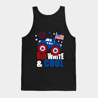 Kid Monster Truck Tee, Toddler Boys American Flag July 4th Tank Top